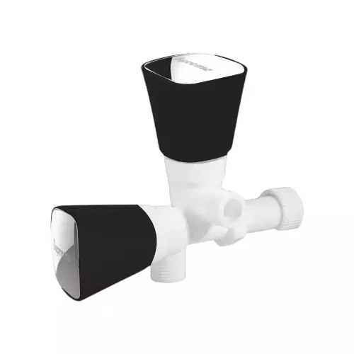 SUPREME Crown Series 2-Way Right Angle Stop Tap Quarter Turn Plastic, O Black