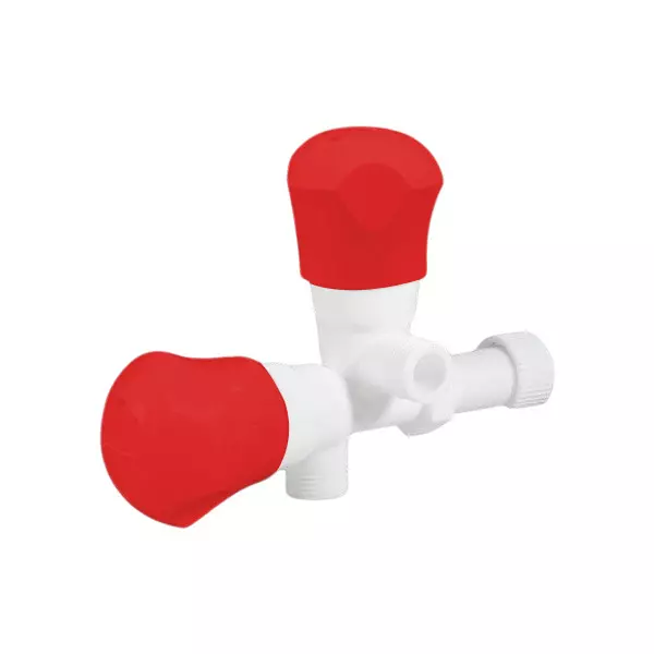SUPREME Royal Series 2-Way Right Angle Stop Tap Full Turn Plastic 15 mm, Red