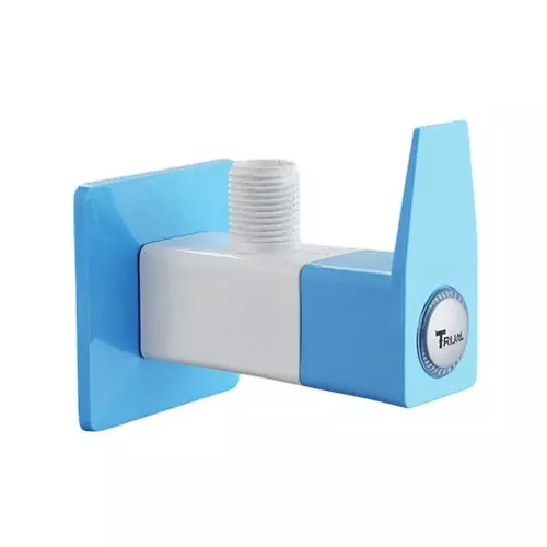 TRIJAL Shark Plus Angle Cock with Flange White, Blue 15 mm Thread & 20 mm Spindle, SHP-102 (Pack of 24)