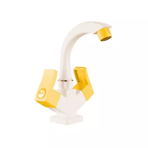 TRIJAL Spark Plus Center Hole Basin Mixer White, Gold 15 mm Thread & 20 mm Spindle, SRP-117 (Pack of 12)