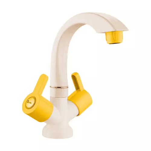 TRIJAL Dolphin Plus Center Hole Basin Mixer White, Gold 15 mm Thread, DPP-117 (Pack of 12)