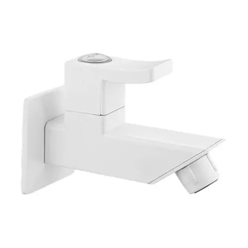 TRIJAL Guppy Bib Cock With Flange White 15 mm Thread & 20 mm Spindle, GUP-100 (Pack of 24)