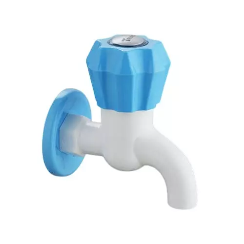 TRIJAL Angel Plus Bib Cock with Flange White, Blue, AGP-100 (Pack of 48)