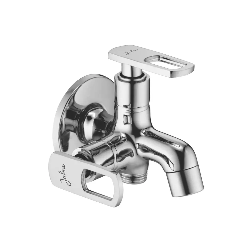 Jabra 2 in 1 Bib Cock Apolo Series Brass Chrome Finish Wall Mount Silver