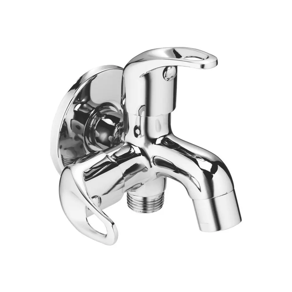 Jabra 2 in 1 Bib Cock Cosmo Series Brass Chrome Finish Wall Mount Silver