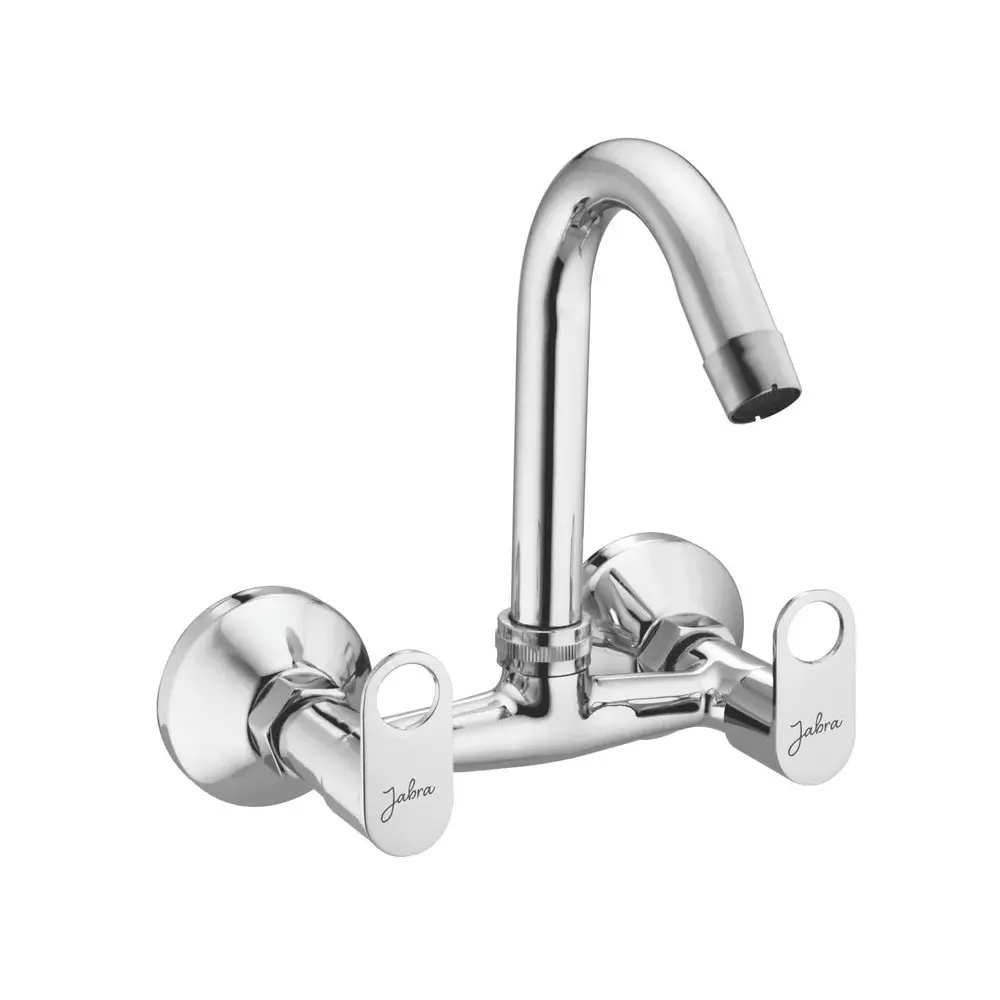 Jabra Sink Mixer Tap (L) Oreo Series Brass Chrome Finish Wall Mount Silver