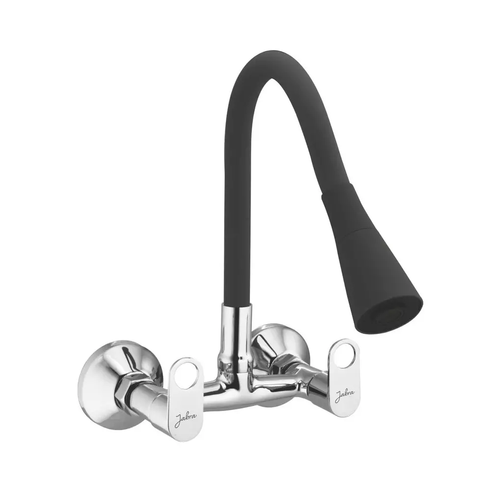 Jabra Single Flow Sink Mixer Oreo Series Brass Chrome Finish Wall Mount Black