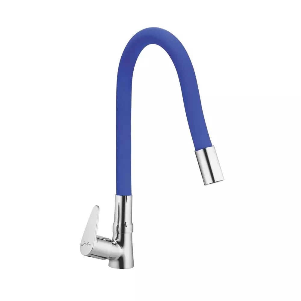 Jabra Single Flow Sink Cock Vignet Series Brass Chrome Finish Deck Mount Blue