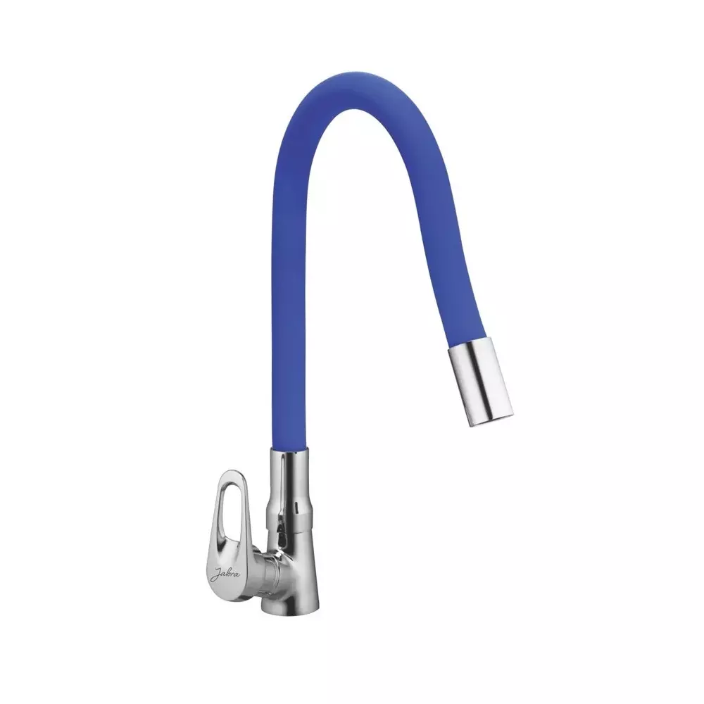 Jabra Single Flow Swan Cock Dezo Series Brass Chrome Finish Deck Mount Blue