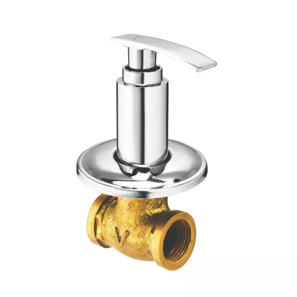 Jabra Concealed Stop Cock (L) Soft Series Brass Chrome Finish Wall Mount 15 mm Silver