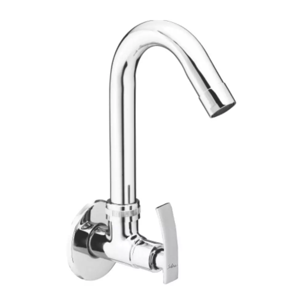 Jabra Sink Cock (L) Soft Series Brass Chrome Finish Wall Mount Silver