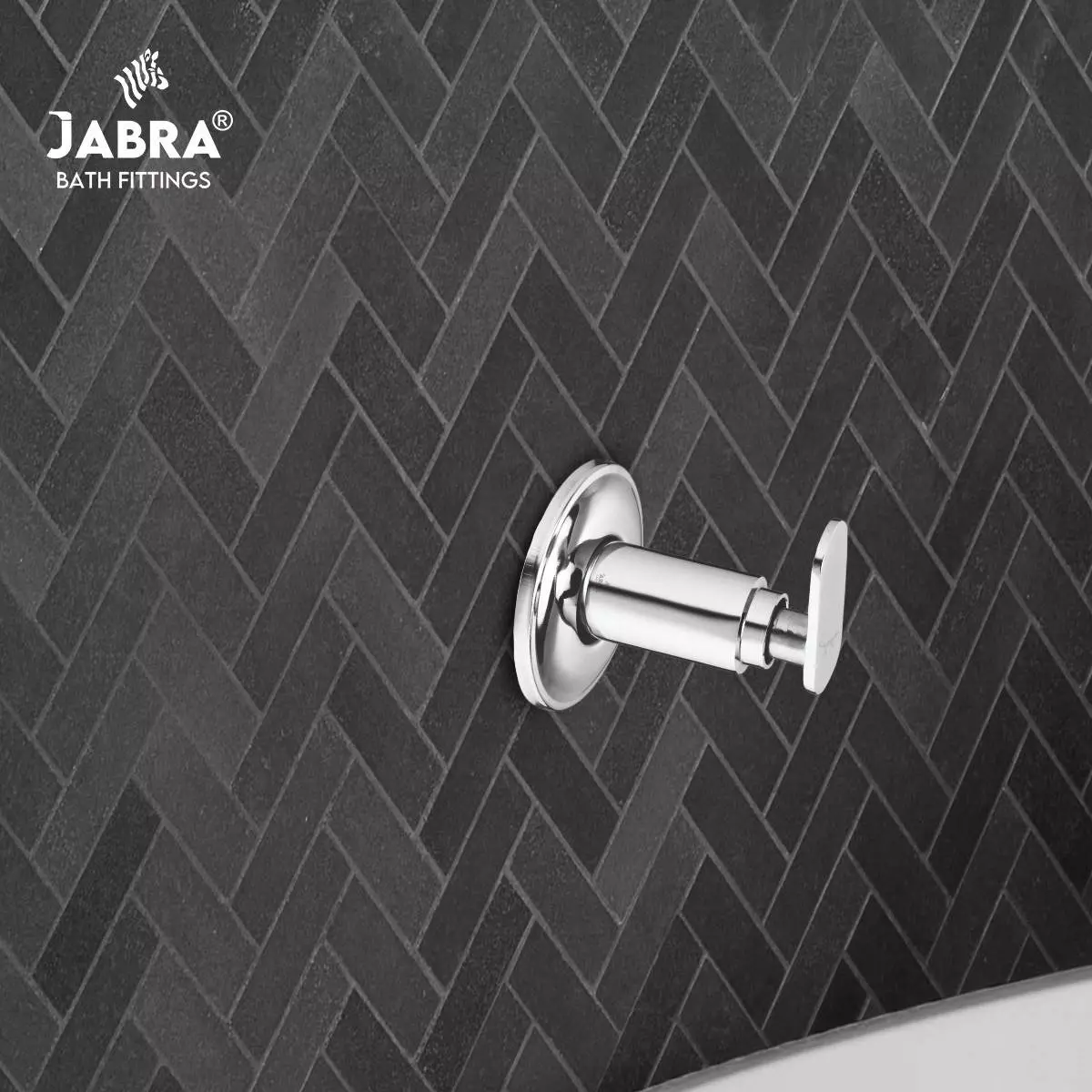 Jabra Concealed Stop Cock (L) Leaf Series Brass Chrome Finish Wall Mount 15 mm Silver