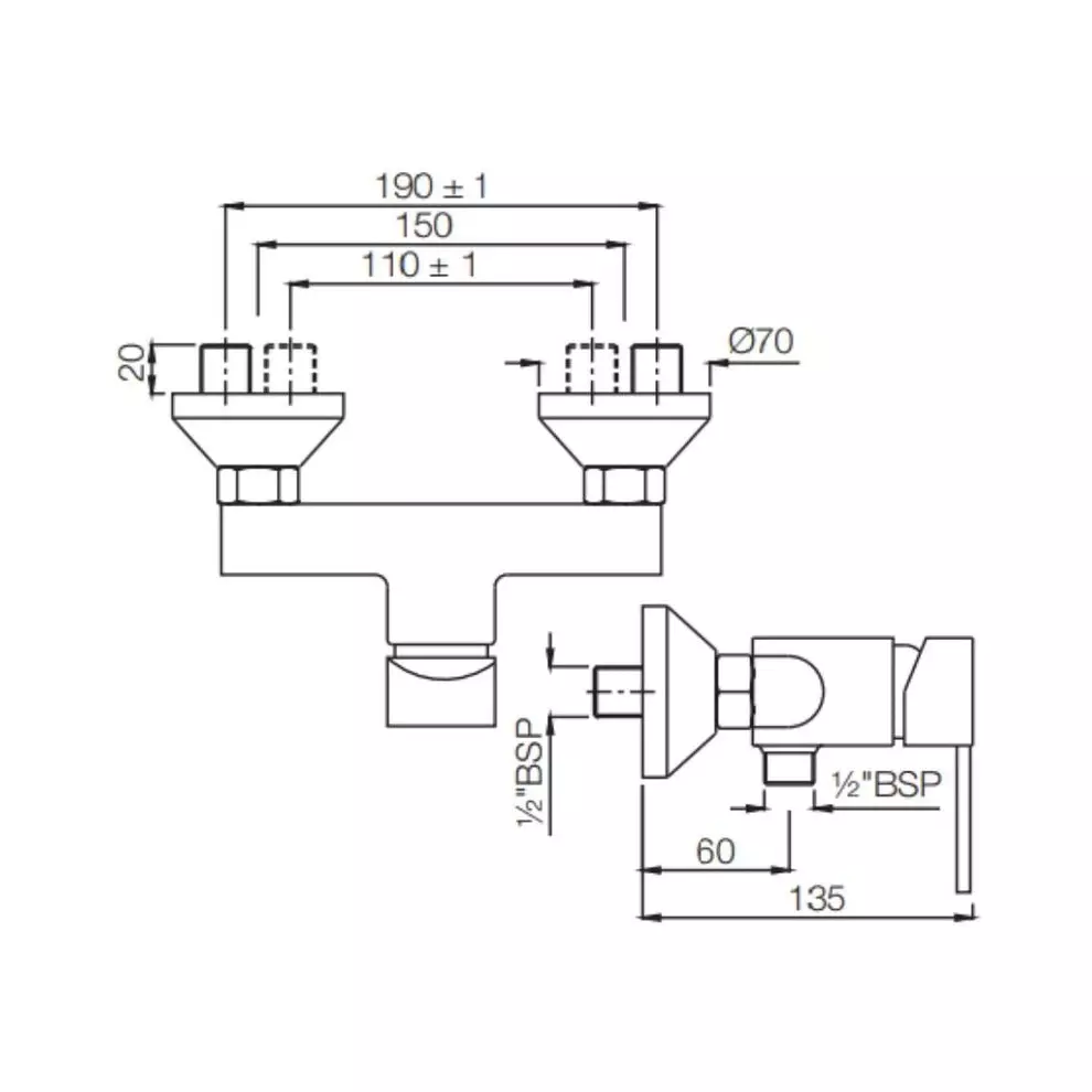 Jaquar Exposed Shower Mixer for Connection D'Arc Series Chrome Finish, DRC-37149