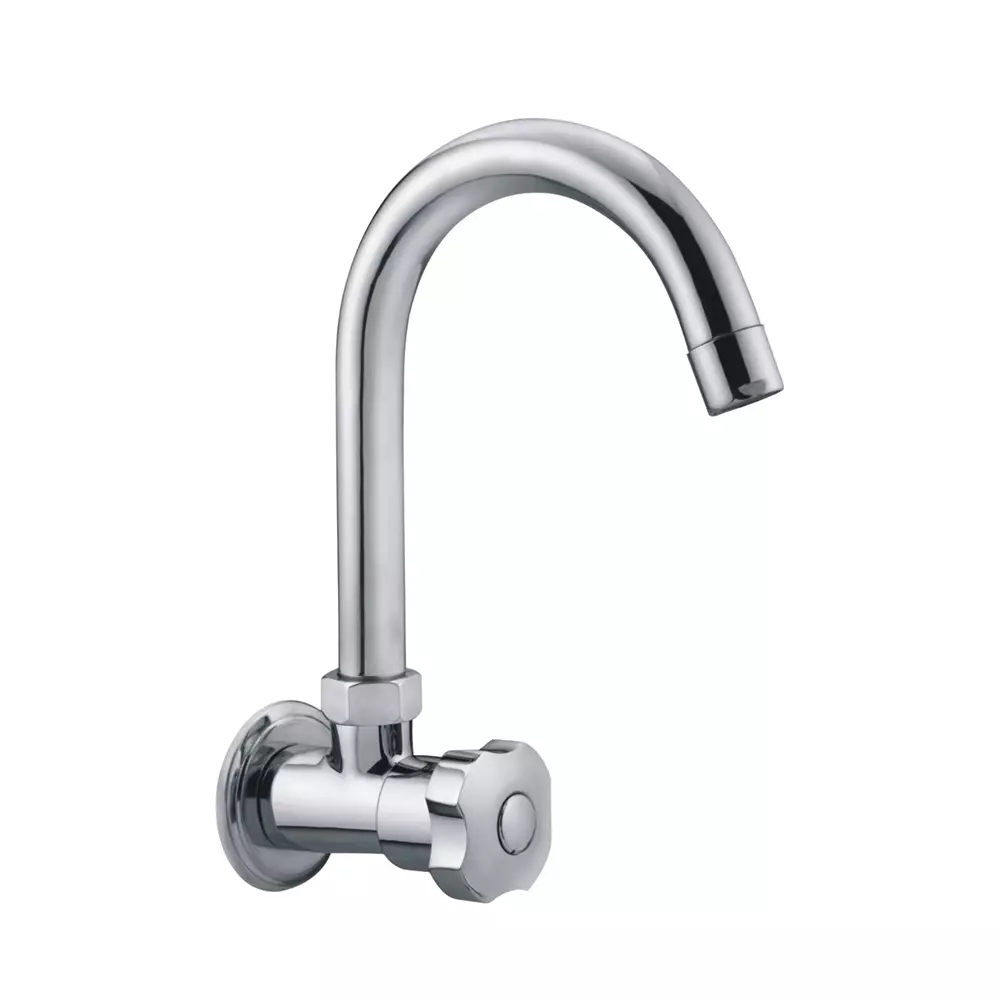 PLATO VALURA Series Sink Cock Pipe Spout Wall Mount Silver, V-009 LT