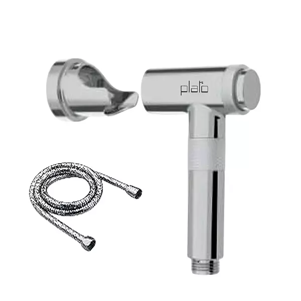 PLATO ZEBRA Series Health Faucet Set Silver with Wall Hook & 1 m SS 304 Tube, 7371