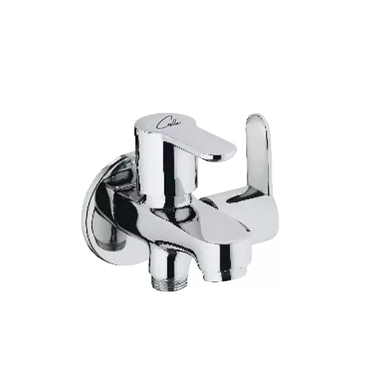 CASLLA Bib Cock Two in One with Wall Flange Clarx Series Brass Chrome Finish Silver, CLX-CHR-722318