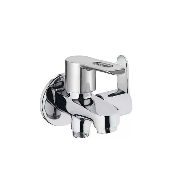 CASLLA Bib Cock Two in One with Wall Flange Coupe Series Brass Chrome Finish Silver, CPE-CHR-742318