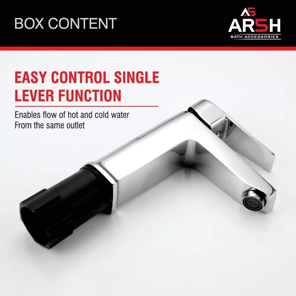 AR5H Single Lever Pillar Sink Mixer Tall Body Table Mounted Brass Chrome Finish 15.24 cm (6 inch) 1.26 Kg, ARIA-008
