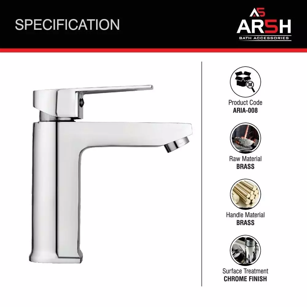 AR5H Single Lever Pillar Sink Mixer Tall Body Table Mounted Brass Chrome Finish 15.24 cm (6 inch) 1.26 Kg, ARIA-008