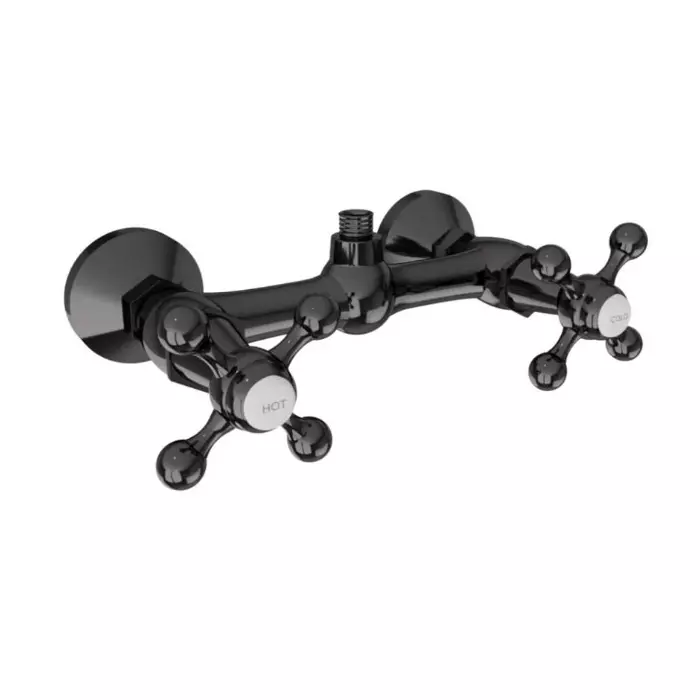 Jaquar Shower Mixer For Shower Cubicles (Wall Mounted) With Connecting Legs & Flanges Black Chrome Finish, QQT-BCH-7209