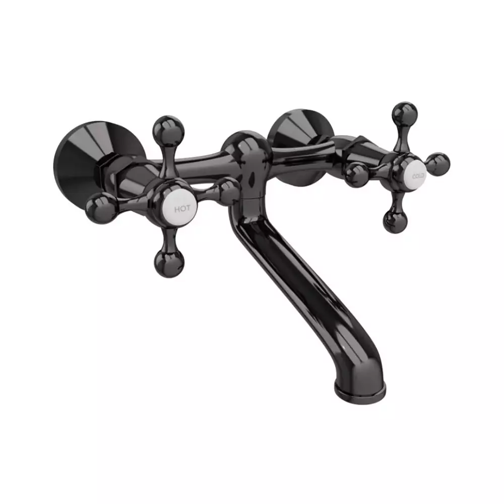 Jaquar Wall Mixer Non-Telephonic Shower Arrangement With Connecting Legs & Wall Flanges Black Chrome Finish, QQT-BCH-7219