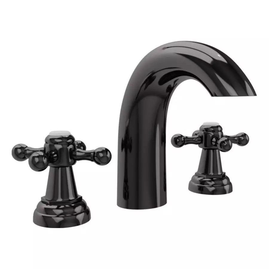 Jaquar Bath Tub Filler Consisting Of 2 Control Cocks And One Spout Black Chrome Finish, QQT-BCH-7095