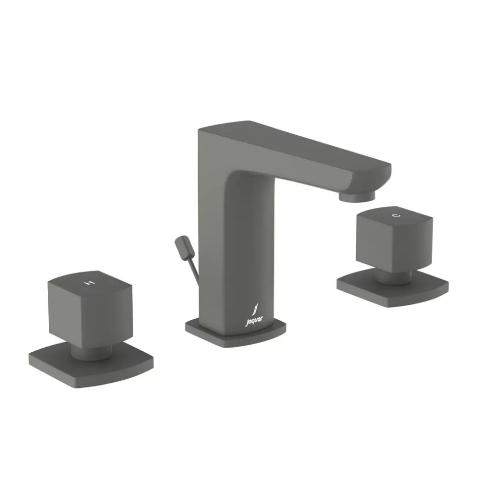 Jaquar Basin Mixer without Popup Waste System Kubix Prime Series Brass Graphite Finish Deck Mount, KUP-GRF-35191PM