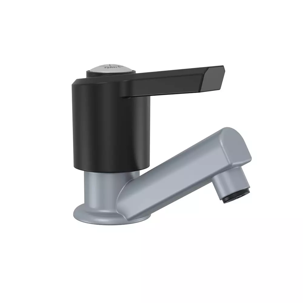 RN Pillar Tap PTMT Metallic Grey Black 1/2 Inch (15 mm) Size for Kitchen & Bathroom Use, RNWIN09B06