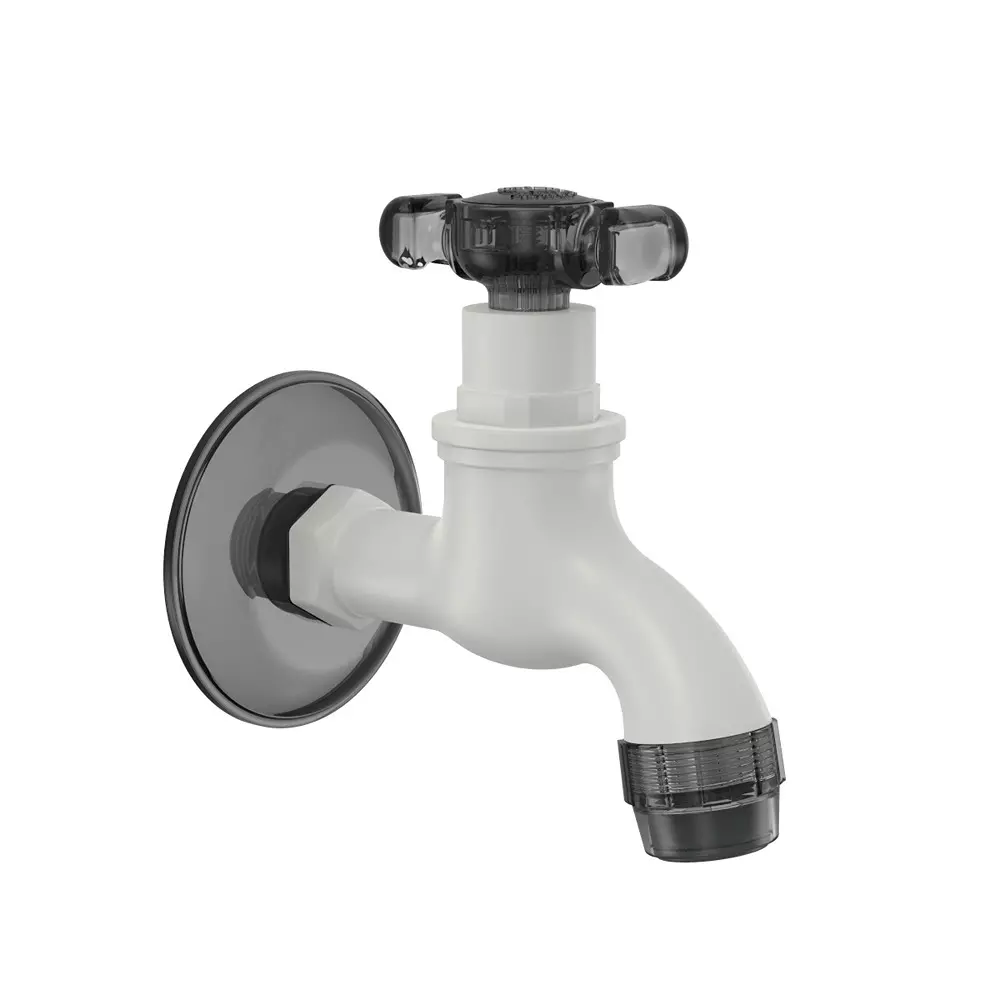 RN Elegance Collection Foam Flow BIB Tap With Flange PTMT White Charcoal 1/2 Inch (15 mm) Size for Kitchen & Bathroom Use, RNELE21F32