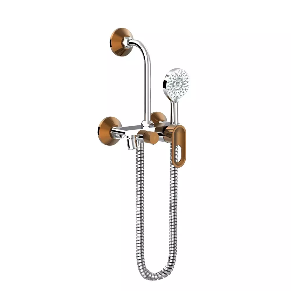 RN Wall Mixer L-Bend Tap Kit Wall Mounted Rose Gold Chrome 1/2 Inch (15 mm) Size for Bathroom & Toilets Use, RNAMA25G14