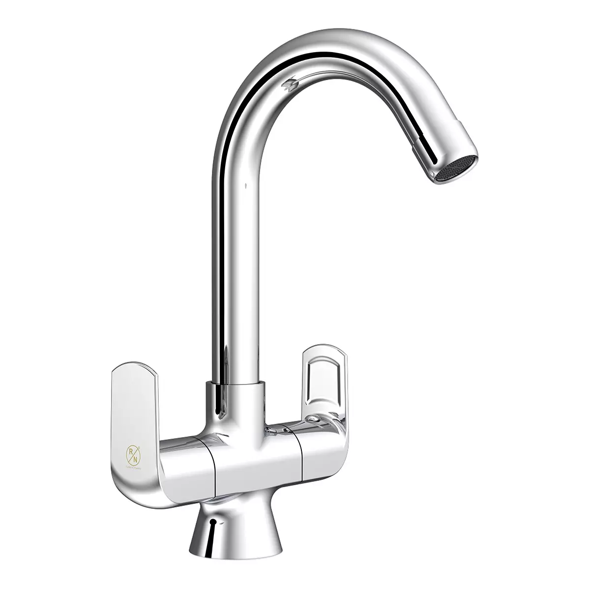 RN Center Hole Basin Mixer Tap Chrome Plated Table Mounted Stainless Steel 1/2 Inch (15 mm) Size for Bathroom & Toilets Use, RNSOP24G27