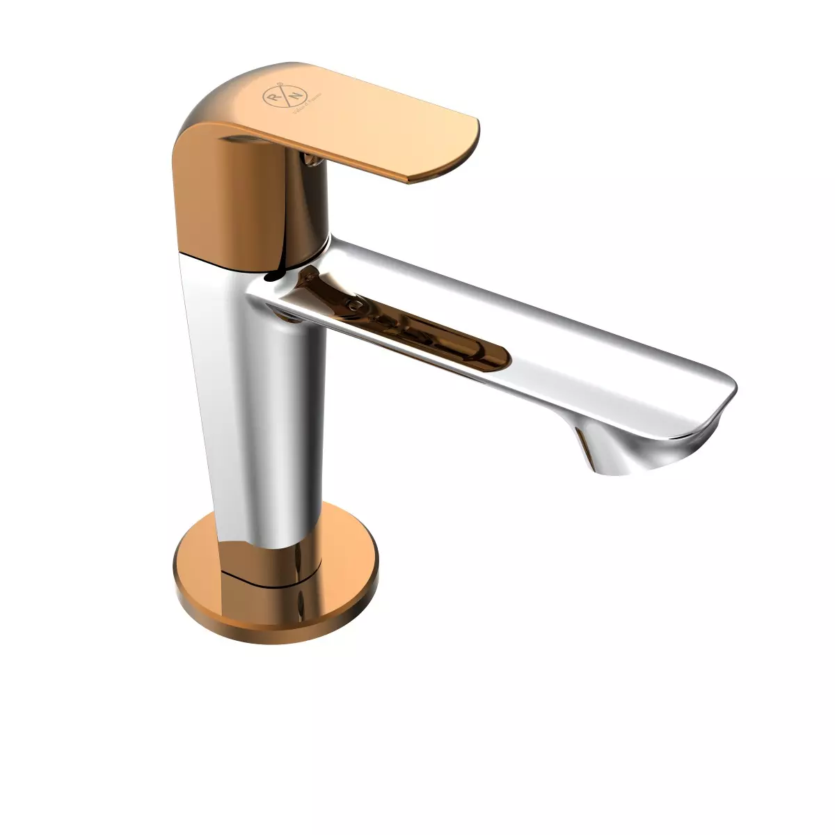 RN Solitaire Pro Dual Long Nose Premium Pillar Tap With Flange Rose Gold Chrome 1/2 Inch (15 mm) Size, RNSOP25G33