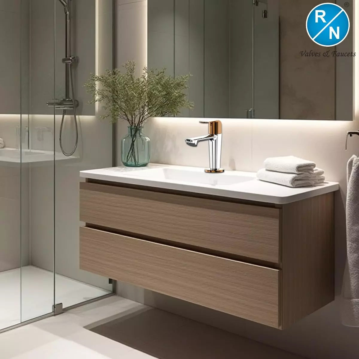 rn-solitaire-pro-rose-gold-chrome-dual-long-nose-premium-pillar-tap-with-flange-rose-gold-chrome-12-inch-15-mm-size-rnsop25g33