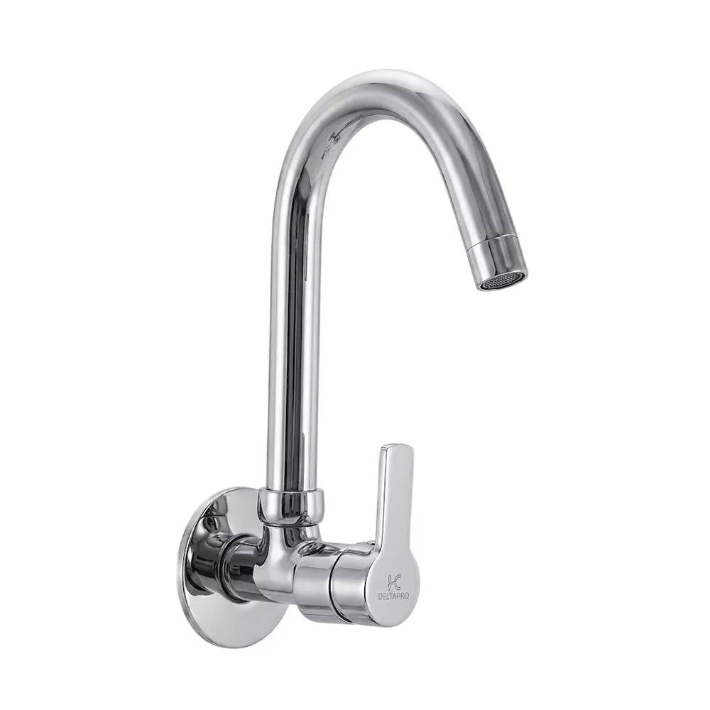 PLUMBER Ecoline Series Evion Range Sink Tap With Swivel Spout and Foam Flow, Chrome Finish and Wall Mounted, EVN-0616