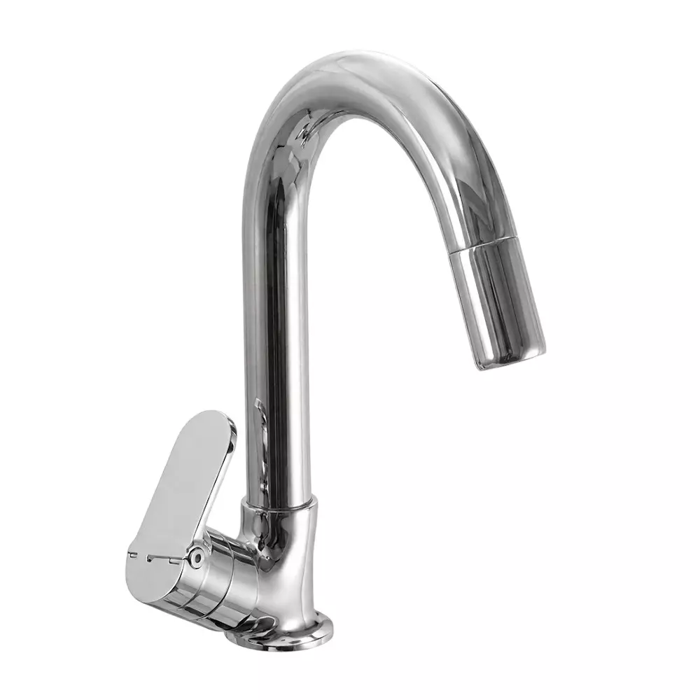 PLUMBER Ecoline Series Euphoria Range Swan Neck Tap With Foam Flow, Chrome Finish and Deck Mounted, EPA-0104
