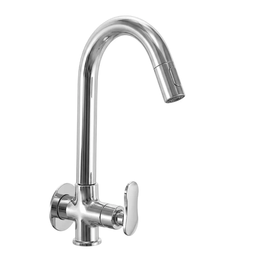 PLUMBER Ecoline Series Eva Range Sink Tap With Swivel Spout and Foam Flow, Wall Mounted and Chrome Finish, EVA-0616