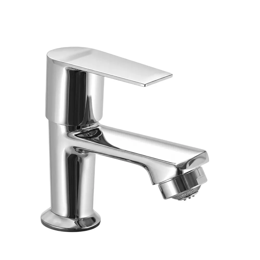 PLUMBER Ecoline Series Eros Range Pillar Tap With Foam Flow, Deck Mounted and Chrome Finish, EOS-0101