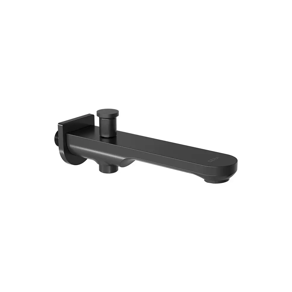 CERA Curve Button Type Bath Tub Spout With Wall Flange Satin Black Wall Mounted for Bathroom Use, F1023662SB