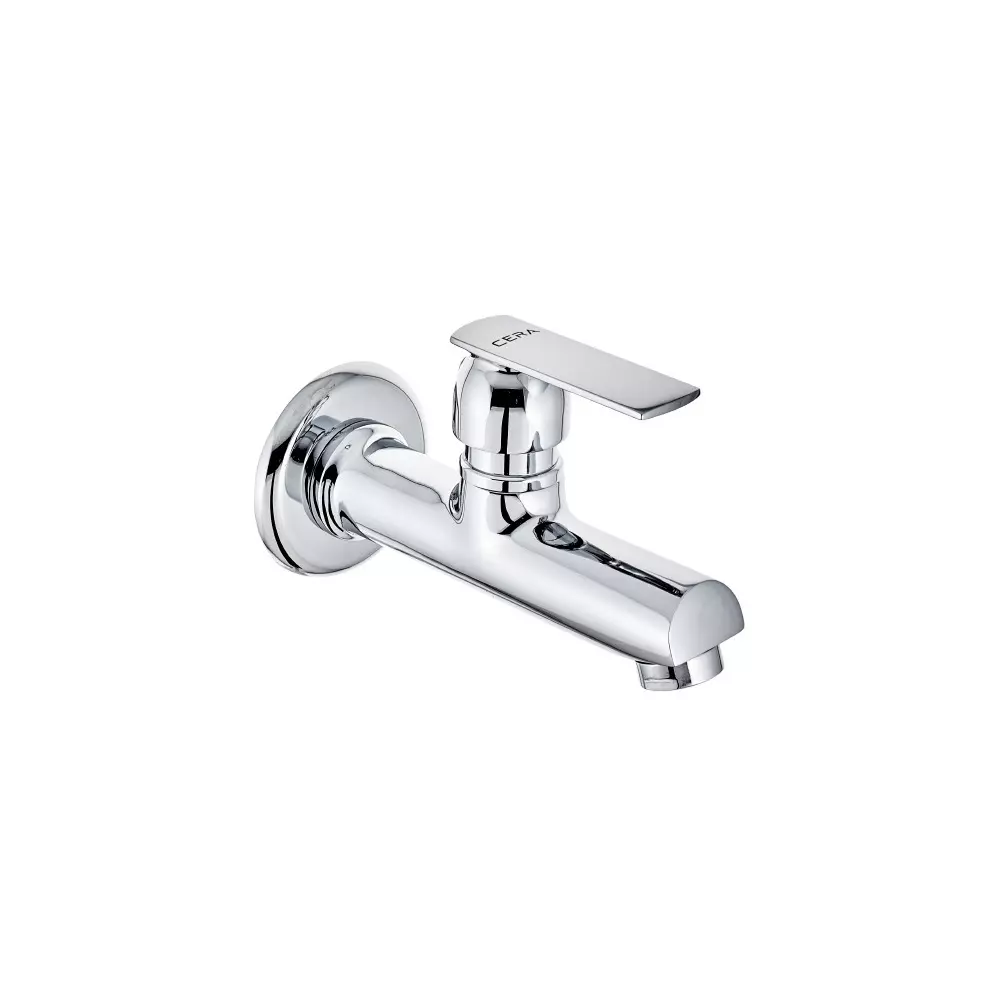 CERA Titanium Bib Tap With Wall Flange And Aerator Silver Wall Mounted for Bathroom Use, F1003151