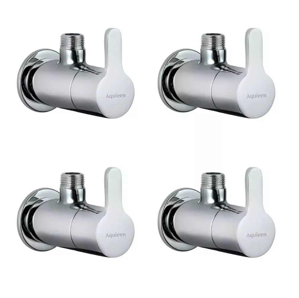 Aquieen Fusion Brass Silver Angle Stop Valve Pack of 4 Piece