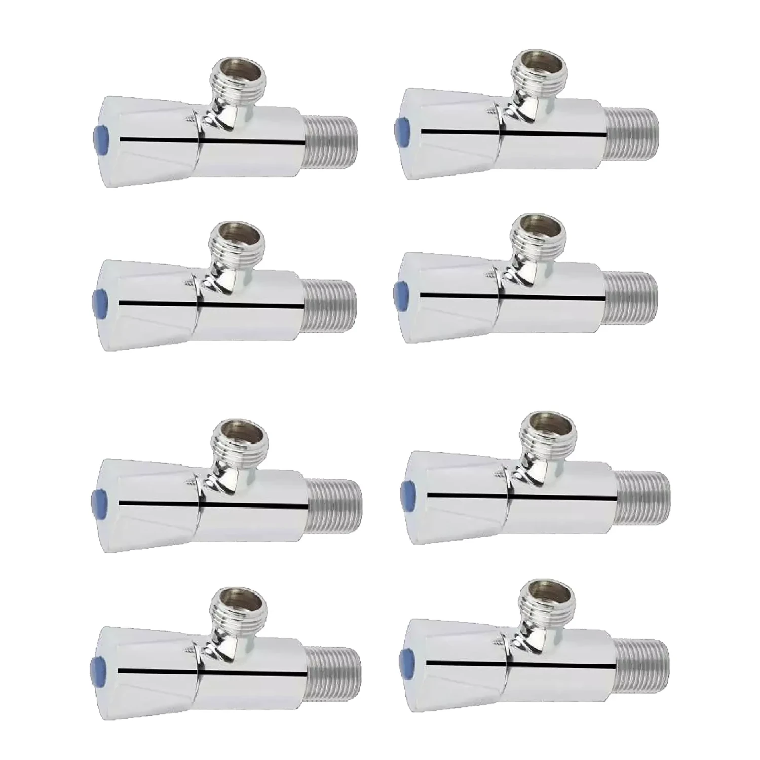 Aquieen Triangle Brass Silver Angle Stop Valve Pack of 8 Piece