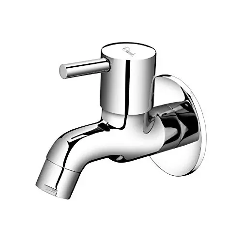 Aquieen Silver Brass Short Body Bib Cock with Wall Flange, AQN 462