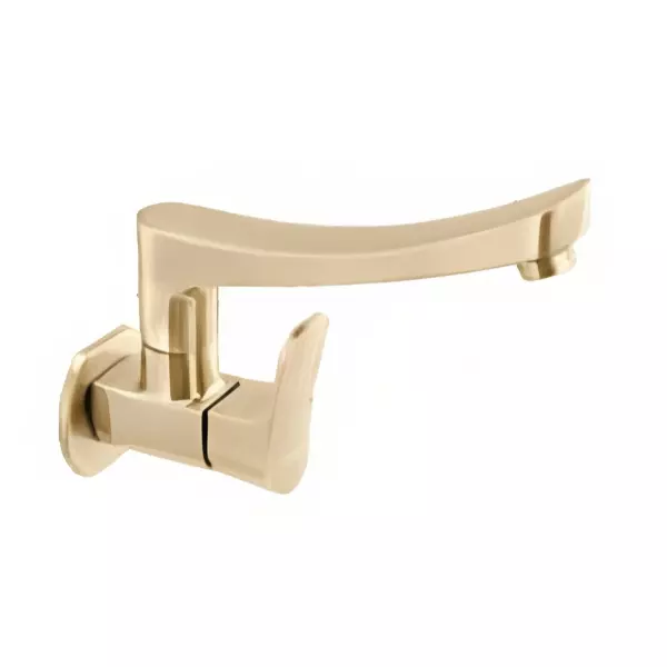 CERA Perla Quarter Turn Single Lever Wall Mount Sink Cock Antique Brass, F1012261BA