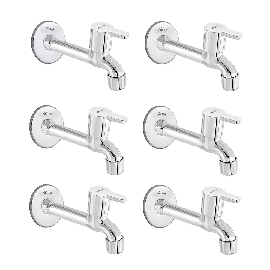 ALTURAS Stainless Steel Flora Long Body Tap for Bathroom and Kitchen (Set of 6 Pcs)