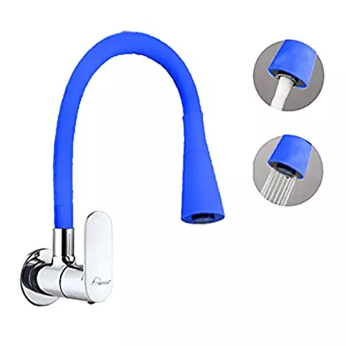 Aquieen Sink Tap Brass & Ceramic with Wall Flange Blue, AQN 725