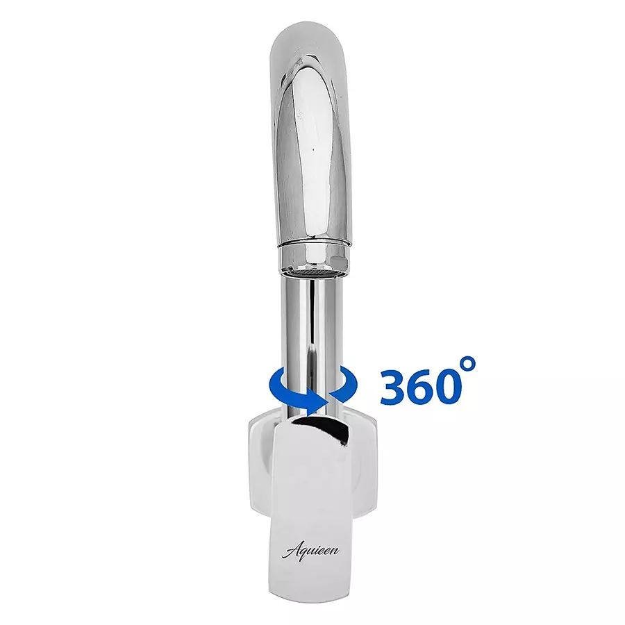 Aquieen Zura Sink Tap Brass & Ceramic Wall Mount Silver, AQN 963