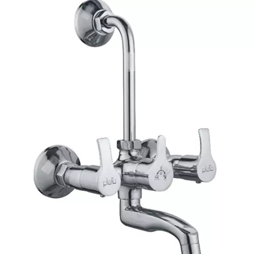 PLATO Tecno 2 in 1 Wall Mixer Brass Chrome Finish Silver, TE-014