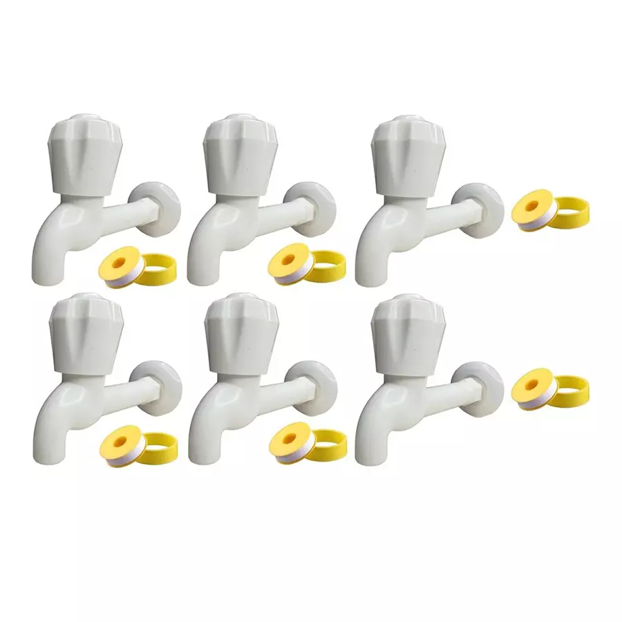 Fastgear Bib Cock PVC Chrome Finish White, FG2367 ( Pack of 6)