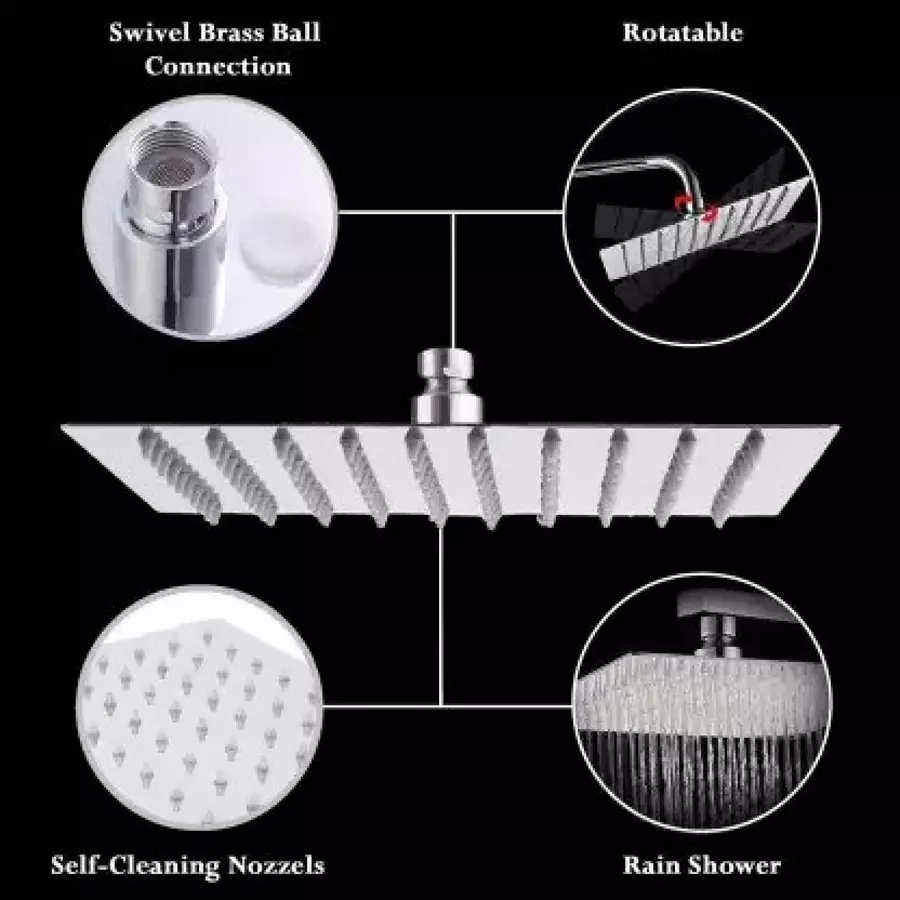 Fastgear Fusion Faucet Set with Shower Stainless Steel Chrome Finish Silver, FG146 ( Pack of 4)