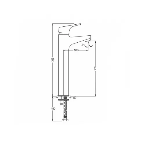 plumber-poem-high-neck-single-lever-basin-mixer-with-235-mm-extended-body-450-mm-long-flexible-connector-pm-3145
